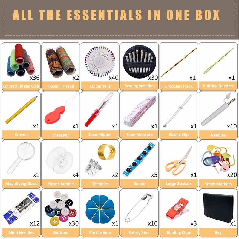Professional Sewing Kit, 205PCS Premium Sewing Supplies with Case, Portable