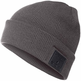Foxelli Bluetooth Beanie Hat with Headphones Perfect Tech Gift for Men & Women Grey