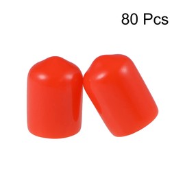 uxcell 80pcs Rubber End Caps 3/8"(9.5mm) ID Vinyl Round End Cap Cover Screw Thread Protectors Red