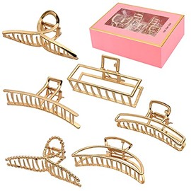 LUKACY Paquete de 6 pinzas grandes de metal para el cabello