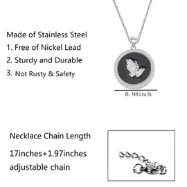 CZ God Serenity Prayer Necklace Recovery Bible Verse Pendant Necklace (Silver)