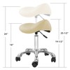 Saloniture Professional Ergonomic Saddle Stool, Cream - Adjustable Hydraulic Seat,