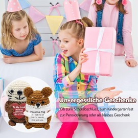 Pawsautomotively 2 Stück Häkeltiere Set, Shiba Inu und Seehund, Wollstricken, mit Einem Segen, Niedliche Ornamente, Geschenke zur Emotionalen Unterstützung, für Kinder, Freunde Oder Angehörige