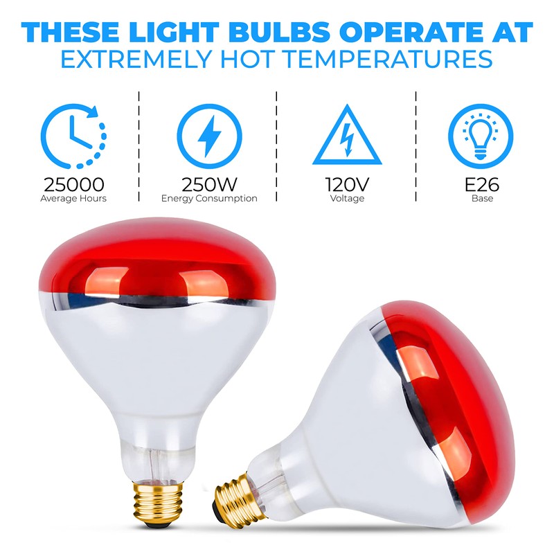 OHLECTRIC R40 Red Infrared Heat Flood Bulb with E26 Medium