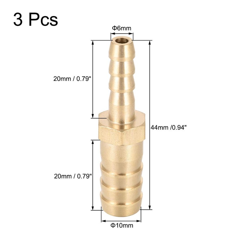 sourcing map Hose ID Brass Reducer Barb Hose Connection Adapter