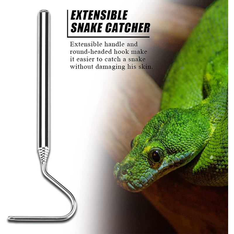 Zerodis Extendable Snake Capture Hook, Stainless Steel Telescoping Snake Catcher
