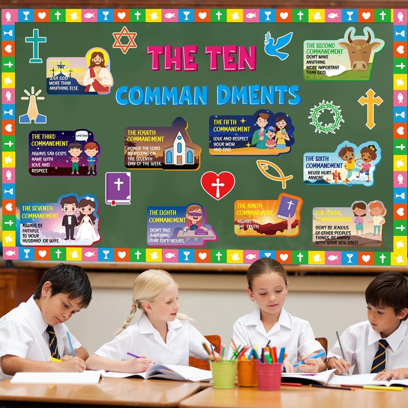 gisgfim Ten Commandments Bulletin Board Decorations Set Back to School