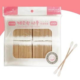 Earpick Pure Cotton Disposable Cotton Swab Wooden Type 400P / 귀이개 순면솜 일회용면봉 나무타입 400P