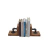 Industrial Pipe Bookends, Solid Oak Wood Base, Rustic Steel Pipe