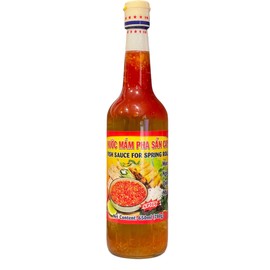 1 Pack - Spicy Instant Fish Sauce for Spring Roll Glass Bottle - Nuoc Mam Pha San Cay Chai Thuy Tinh - 650mL per Glass Bottle