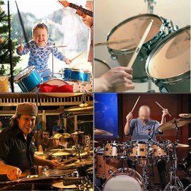 3 Pairs Drum Sticks, Pletpet 5A Classic Maple Wood Tip Drumsticks for Students and Beginners Musical Musical Instrument Percussion Accessories (40CM)