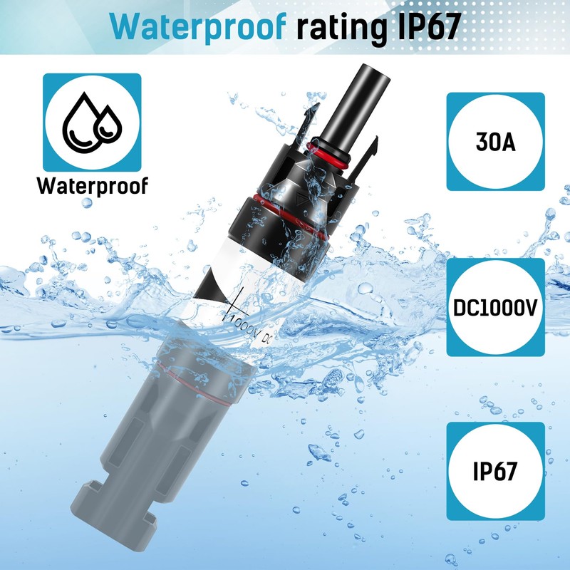 Nudiuhis Solar Plug with Diode Waterproof PV Plug DC1000V 20A