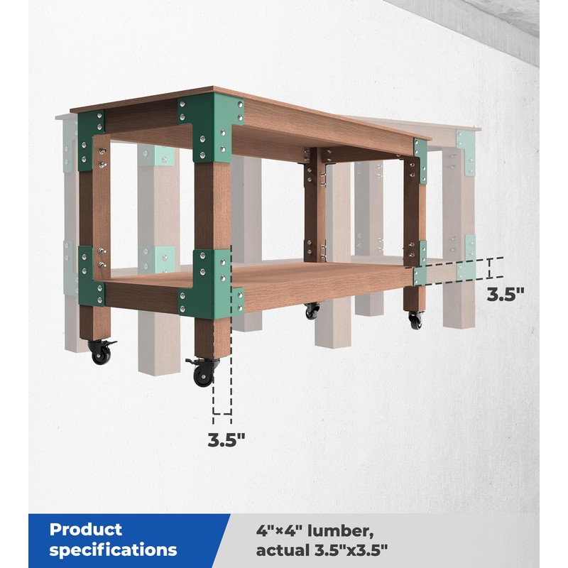 vikofan 8PCS Heavy Duty Workbench Bracket Kit – 4mm Steel