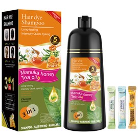 ZENITHGLO Chestnut Brown Hair Dye Shampoo 3 in 1 for Women & Men 100% Gray Hair Coverage - Herbal Ingredients Natural Plant Hair Color - Hair Dye in Minutes 17.6 Fl Oz