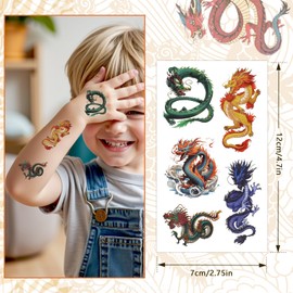 Dragon Temporary Tattoos, Konsait 10 Sheets East and West Dragon Tattoos Party Favors Stickers, Dragon Party Supplies Birthday Party Decorations