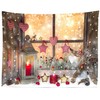 BELECO Christmas Tapestry Wall Hanging Christmas Window Winter Scene Snowflakes