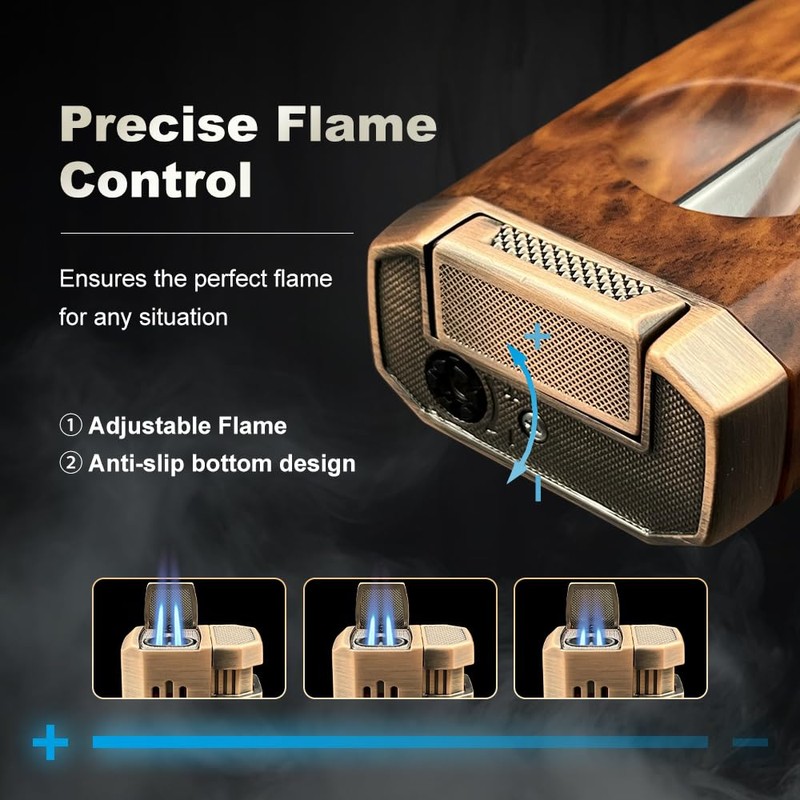 Cigar Lighter, Super Dual Jet Flame, All-in-One Lighter with V