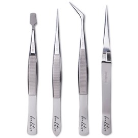 Beaditive Professional Precision Stainless Steel Tweezers Set - Craft Tweezers for Jewellery and Nail Art - 4 Pieces High Precision Jewelry Picking Tool