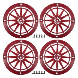 A ABSOPRO 4 Pcs 3" Car Speaker Grille Cover Round with Screws Red