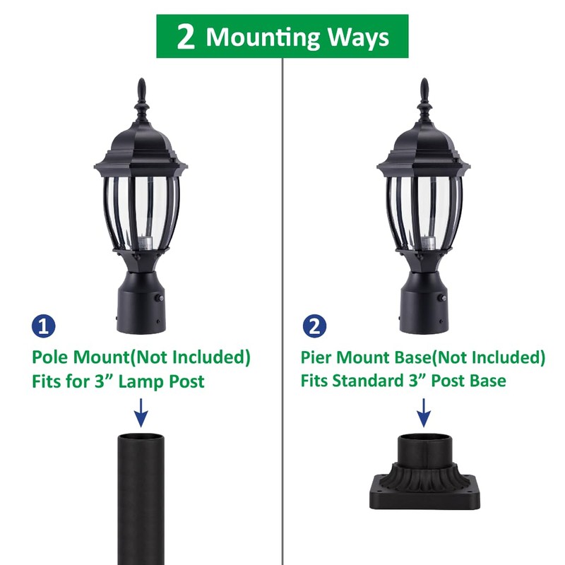 LIT-PaTH Dusk to Dawn Outdoor Post Lighting Fixture Pole Lantern,