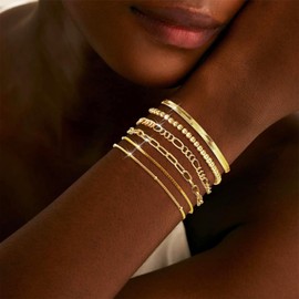 Gold Bracelets for Women Paperclip Chain Bracelet Gold Bracelet Stack Non Tarnish Stack Bracelets for Women Trendy Gold Jewelry Sets