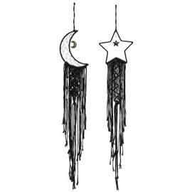 PATIKIL Dream Catcher Decor with Moon and Star 39 Inch Boho Dream Catcher Macrame Woven Wall Hanging for Home Decor Bedroom Accessories Cafes Wedding Decoration Black