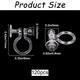 SOFPLATE 1 Box 200Pcs Clip-on Earring Converter Clear Clip on Earrings Backs Non Pierced Plastic Transparent U Type Earring Findings Flat Round Clip on Earring Converter for Jewelry Making Supplies