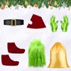 Semana Men's Christmas Green Santa Costume: 8-Piece Deluxe Furry Adult