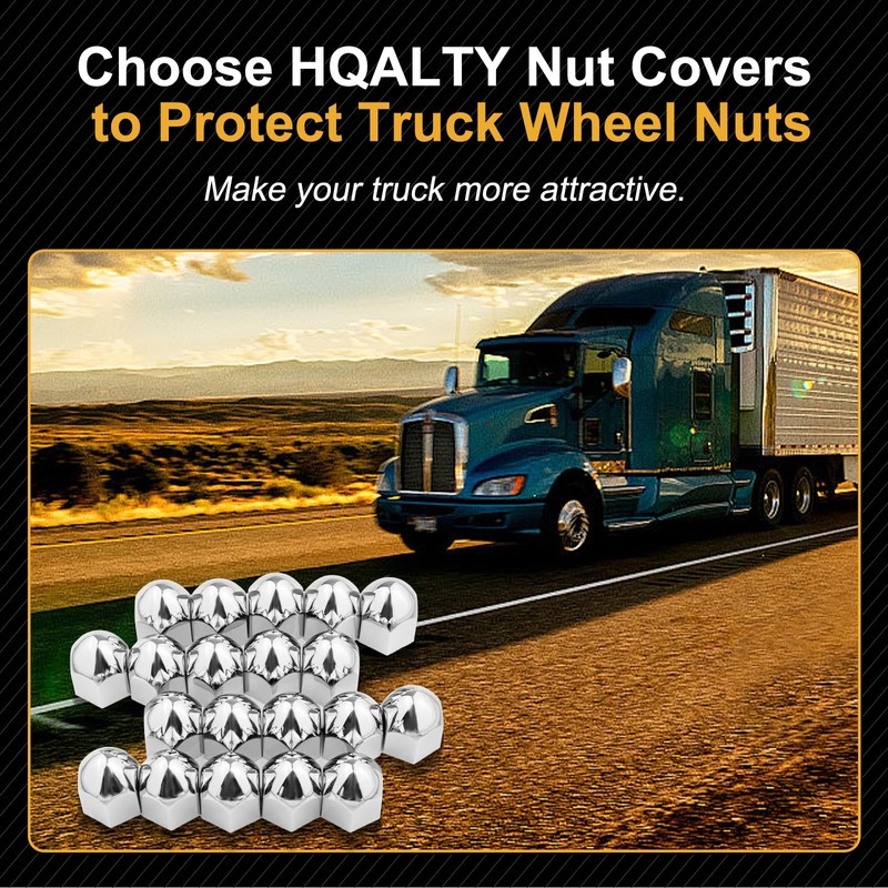 HQALTY 38mm Lug Nut Covers with Flange ABS Chrome Screw-on