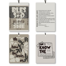 TWRVI Vintage Christian Air Freshener for Car 4Pcs, Christian Car Accessories, Inspirational Bible Verse Boho Air Freshener forcar Interior Closet Drawer Books, ReligiousCar Mirror Decor Hanging