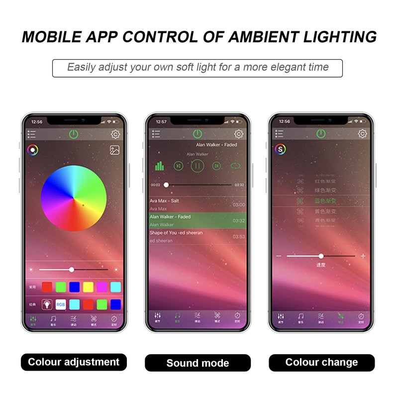 NYTKL Interior Car LED Strip Lights with APP Control, 3