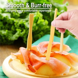 300 Bamboo Appetizer Forks, 3.5 Inch Mini Bamboo Forks for Charcuterie Boards Accessories, Fancy Toothpicks for Appetizers, Disposable Wooden Cocktail Forks, Small Fruit Food Picks for Party Supplies
