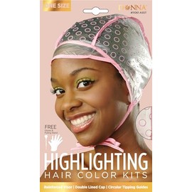 DONNA Frosting Tipping Cap, Hair Coloring Kit with Crochet Hook & Gloves, 1pc Sky Blue Color