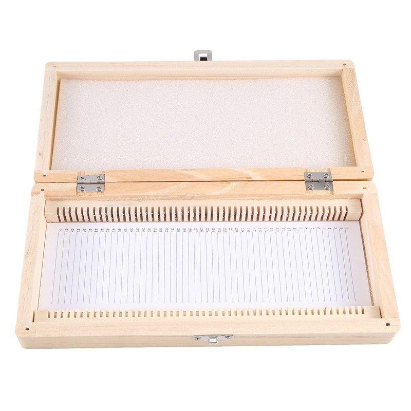 Lyaciomn Wooden Slide Storage Box, Holds 50 Slides, Microscope Slide