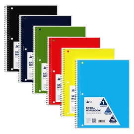VEEBOOST Spiral Notebook, College Ruled Notebooks, 70 Sheets, Single Subject, Notebooks Bulk, 6 Color Assortment, 3 Hole Perforated Sheets (6, College Ruled)