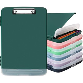 Clipboard with Storage for Office Supplies,Storage Clipboard with Pen Holder,Nursing Clipboards with Low Profile Clip,Clip Boards 8.5x11 with Storage for Nurse (Emerald, A4 Szie Storage Clipboard)