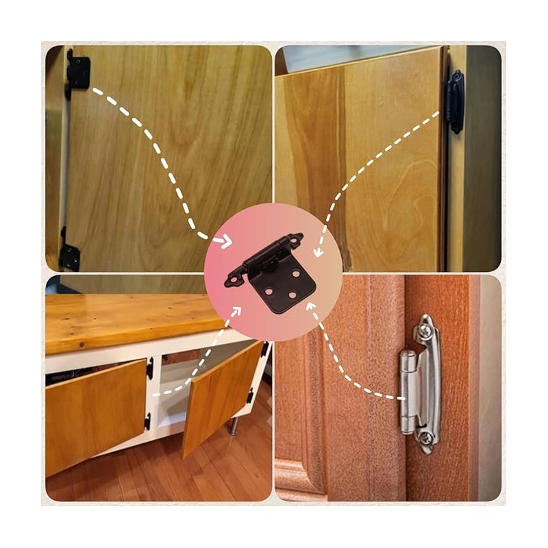 10 Pcs 1/2" Overlay Cabinet Hinges,Semi-Concealed Hinges,Self Closing for RV