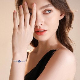 HPQQ Lapis Lazuli Bracelet for Women Sterling Silver Gemstone Chain Bracelet Lapis Lazuli Jewelry Birthday Christmas Gifts for Women Her