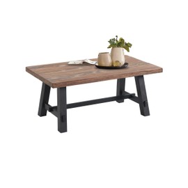 Adam 42-Inch Solid Wood Rustic Coffee Table - Easy Assembly Industrial Style with Natural Finish Living Room Accent Furniture by Alaterre Furniture