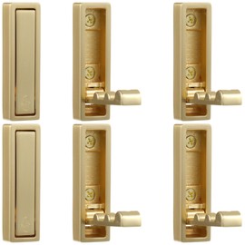 OMISTAR 6 PCS Folding Coat Hooks, Heavy Duty Metal Wall Hook Hanger, Concealed Furniture Handles for Cabinet, Drawer, Wardrobe, Rectangular Brushed Golden, Includes Screws