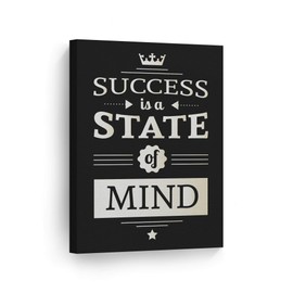Smile Art Design Success is a State of Mind Inspiring Lettering Quote Motivational Canvas Wall Art Inspirational Wall Art Entrepreneur Quote Print Office Living Room Decor Gift Ready to Hang 36x24