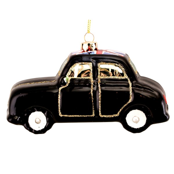 Gisela Graham London Black Taxi Hanging Decoration