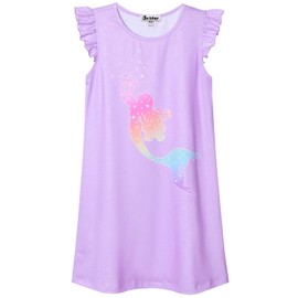 Jxstar Camisón para niñas de unicornio con manga volada de sirena, (Fish Scale), 6-7 Años