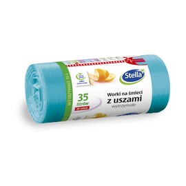 Stella 009718 Bin Liners with Handles, 35 L, Colour: Turquoise, Pack of 30, Rubbish Bags, Rubbish Bags, Rubbish Bags for Household Rubbish Office, Made of HDLD Film