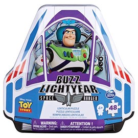Cardinal 6047064 Toy Story 4 Buzz Lightyear Lenticular Puzzle in a Shaped Tin Packaging, Multi-Coloured