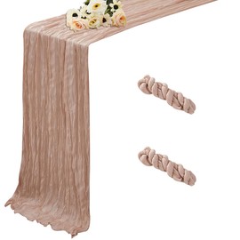 Nude 2 Pack Cheesecloth Table Runner 120 Inch 10 FT Boho Rustic Gauze for Wedding Baby Shower Party Farmhouse Summer Home Decor Washable