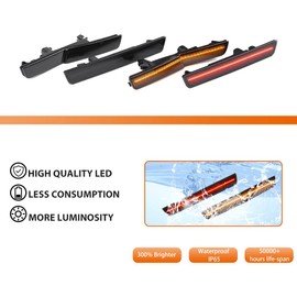 ADIIL 4x LED Front&Rear Side Marker Lights Replacement for 2018-22 Dodge Challenger Widebody Amber Front Red Rear Fender OEM Fit Sidemarker Lamps Kit Smoked Lens