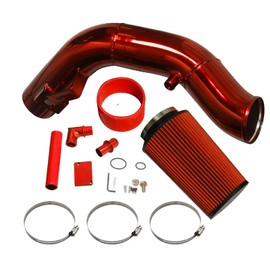 4-Inch Tube Cold Air Intake Kit Compatible for Ford F-250 F-350 F-450 F-550 Powerstroke Diesel 6.0L 2003-2007 (Red)