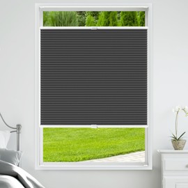LazBlinds Cordless Cellular Shades, Blackout Top Down Bottom Up Honeycomb Shades for Home, French Door Blinds, Light Blocking Thermal Insulation Blinds for Windows, Front Doors, 34" W x 64" H, Black
