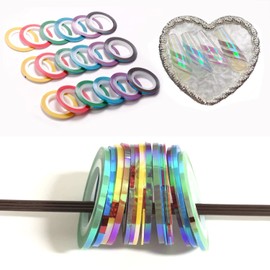 Nail Art Striping Tape Lines Kit 21 pcs 1mm 2mm 3mm Nail Tape Strips for Design DIY Silver Nails Striping Tape (Pink)